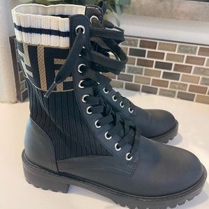 Black FF combat lace up boots